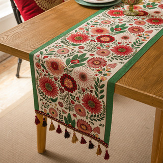 Table runner retro hoa sơn dầu phong cách khăn trải bàn dài thích hợp cho lễ hội tại nhà trang trí bàn cà phê khăn trải bàn