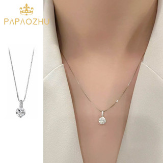  Papaozhu Thanh Lịch s925 Bạc Sáng Kim Cương Giả Mặt Dây Chuyền Vòng Cổ Cho Nữ Thời Trang Cổ Dây Chuyền Trang Sức Phụ Kiện 