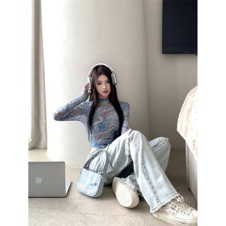 T Tính khí Tie-Dye Thin Half-Turtleneck Gau