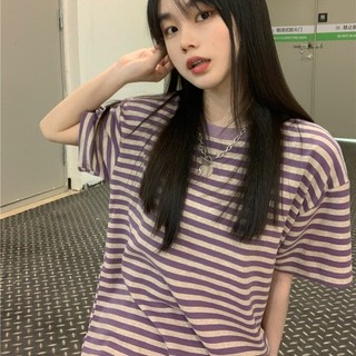 T Thái Lan Influencer Áo thun Nữ ins Sọc Tie-Dye Tay Ngắn Top Mùa Thu 2024 Phiên Bản Hàn Quốc Loo
