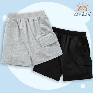 Quần đùi bé trai ilukid quần short cho bé túi nắp giả cạp chun co giãn mềm mịn thoáng mát qt002