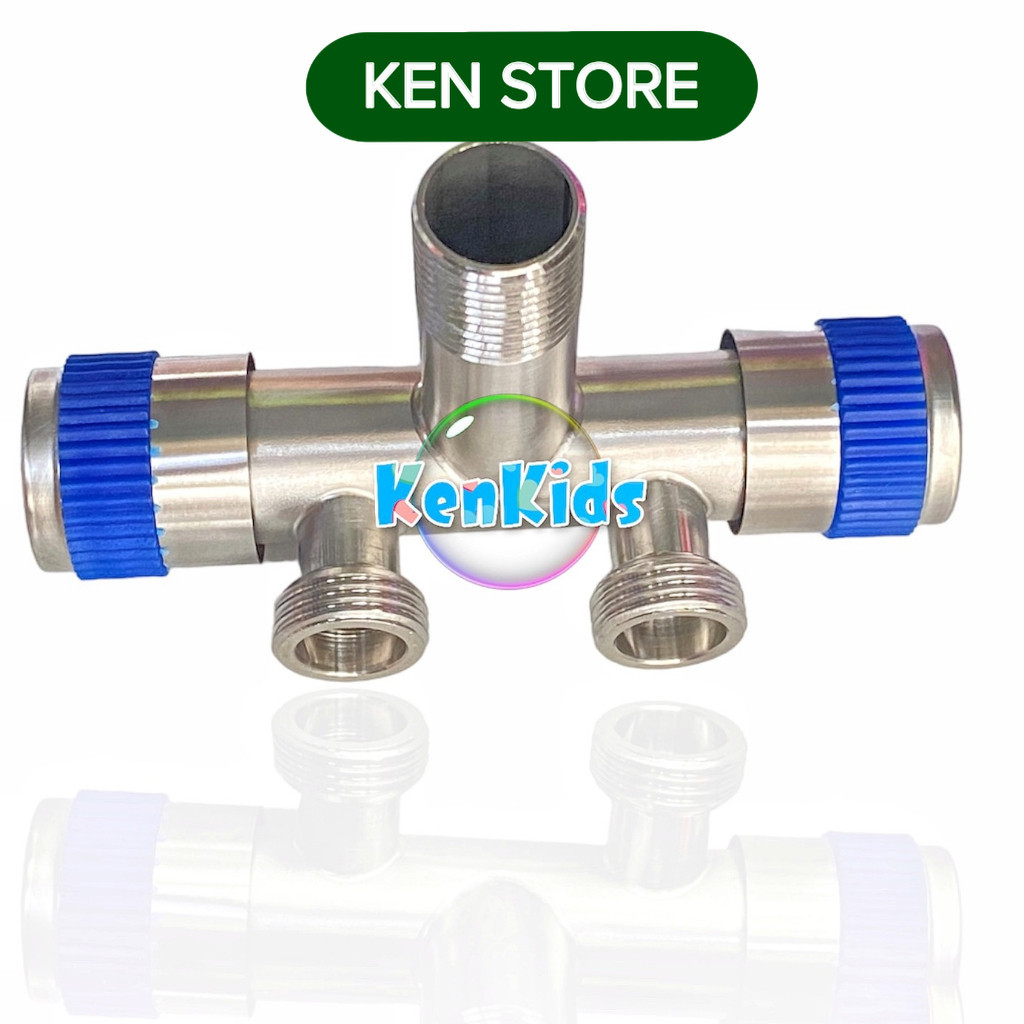 Van chia nước 2 đầu có khoá riêng biệt , tê chia nước có van khoá 2 đầu KEN STORE