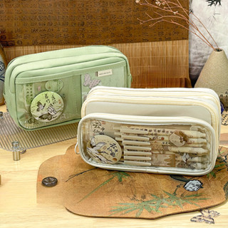  Trong Suốt Dung Tích Lớn DIY Pencil Case Set Văn Phòng Phẩm Hộp Thiết Kế Sense Niche Hộp Bút Chì Mẫu Mới 