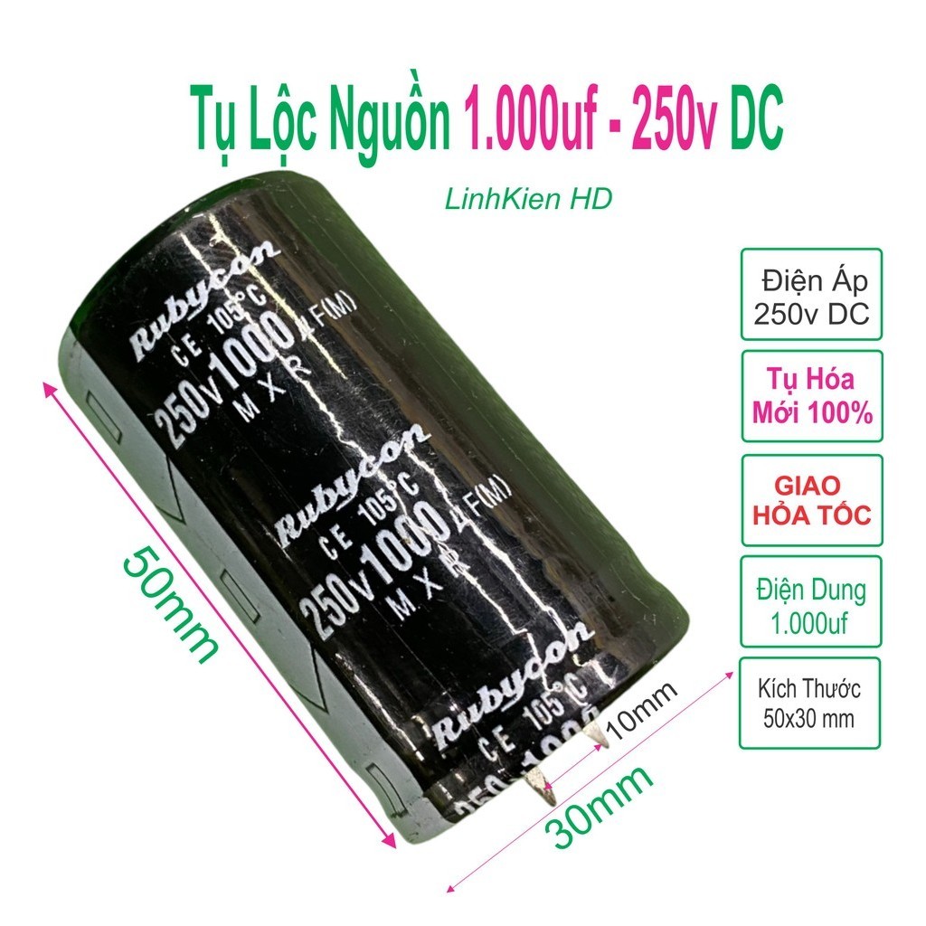 Tụ lộc nguồn tụ hóa 1000uF 250V - LinhKien HD