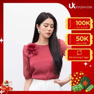 Áo Sơ Mi Nữ Thòi Trang Công Sở UK Fashion Thiết Kế Cổ Hoa Hồng Vải Hàn Cao Cấp Mềm Mịn Không Nhăn Nữ Tính NKSM2201010