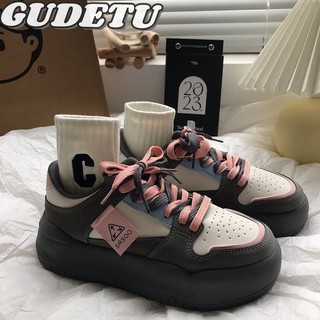 GUDETU❤Giày thường ngày dành cho nữ. Mềm mại, nhẹ và thoáng khí. Giày thể thao thời trang Hàn Quốc.Retro giày bánh mì dễ thương