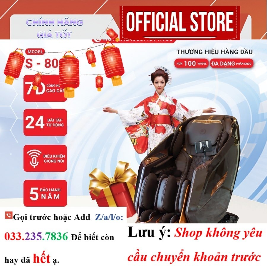 |New| Ghế massage Okinawa Os- 802, công nghệ 7D, điều kiển bằng giọng nói tiếng Việt -