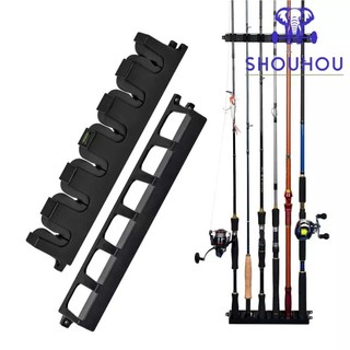 Shoukey 6-rod rack fishing vertical pole holder eva foam rod clips wall mounted storage stand bracket