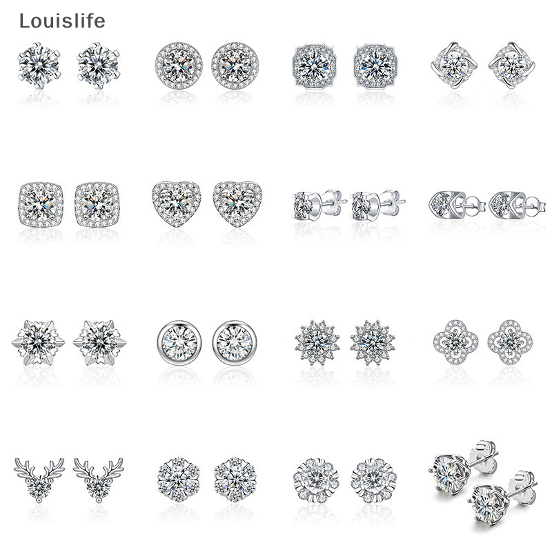 Louislife 1 Thời Trang Vintage Mô Phỏng Moissanite Bông Tai Dành Cho Nữ Cô Gái Cổ Điển Thanh Lịch Retro Sáng Tai Trang Sức WSD