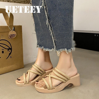 Ueteey dép đế cao dép sandal nữ dép quai ngang nhẹ đế linh hoạt phù hợp phóng khoáng fpd2420d8c 9z240228