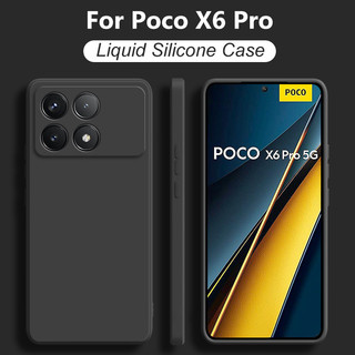 Poco X6 Pro 5G Ốp Lưng Silicon Lỏng Vuông Bảo Vệ Ống Kính Máy Ảnh Ốp Lưng Điện Thoại Xiaomi Poco X6 X 6 Pro Pocox6 Pro 5G Bìa Mềm