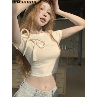 JINSHIHUI áo phông áo thun nữ croptop baby tee Fashion thời trang Fashion Cute WTX24301V7 10Z240305