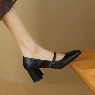 Size station - giày cao gót quai ngang da mềm 6.5cm 650050
