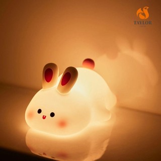 Taylor1 bunny night light, kawaii cảm biến cảm ứng đèn ngủ thỏ, di động 3 chế độ silicon usb sạc đèn ngủ led trẻ em tập đi
