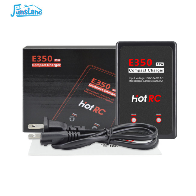 Funslane 1Pc HotRC E350 Pro 7.4v / 11.1v Bộ sạc pin LiPo 2s 3s Bộ sạc pin 25W 2000mA cho RC LiPo AEG