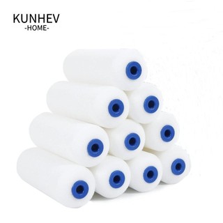 Kunhev 10 con lăn sơn bọt, vỏ con lăn sơn terylene 4 inch, cán linh hoạt trắng nhỏ con lăn mini tủ