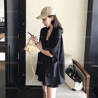 Sét bộ đồ nữ 2 mục Bigsize Áo vest blazer mỏng form rộng tay ngắn kết hợp quần short quần đùi ống rộng lưng cao cạp cao mùa hè Phong cách Hàn Quốc Thời Trang đi Chơi sang chảnh cá tính quảng châu cao cấp