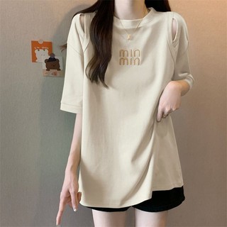 Áo thun ngắn tay rỗng dành cho nữ Mùa hè Phong cách mới Phiên bản Hàn Quốc Áo sơ mi đáy dài cỡ lớn Slimmer