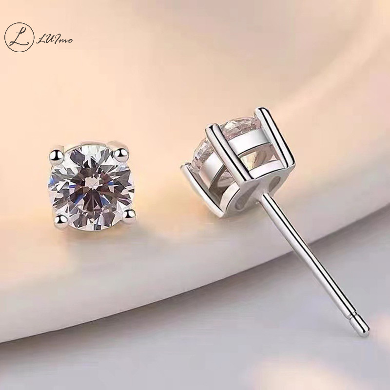 Luimo Unisex Zircon Cổ Điển Bốn Cánh Bông Tai Moissanite Kỷ Niệm Quà Tặng * Bán Chạy