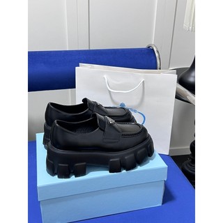 Size35-40 prada loafers giày nữ tăng chiều cao giày đen trắng giày thường ngày