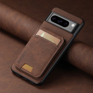 Ốp da hạt litchi vintage cho google pixel 8 pro 7 6 8a 7a 6a khe cắm thẻ từ tính flip stand cover