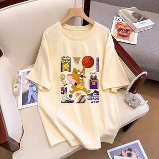 Fashmily 100% Cotton Áo Thun Nữ Quá Khổ Mùa Hè Rời Thời Trang Mới Cổ Tròn Tay Ngắn Quần Áo Học Sinh