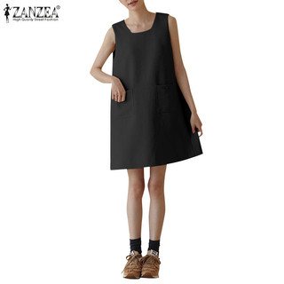 Zanzea Celmia Nữ Không Tay Có Túi Trên Váy