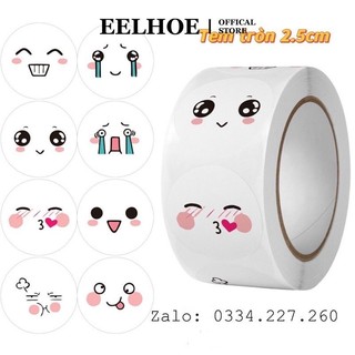 EELHOE  500 tem biểu tượng cảm xúc, tem cảm xúc, nhãn dán, tem mặt cười size 2.5cm dùng để dán nhãn lọ nhựa, chai nhựa, lọ nhựa miiki_vn