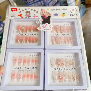 Sỉ khay 12 bộ móng nail box đính đá mẫu người lớn