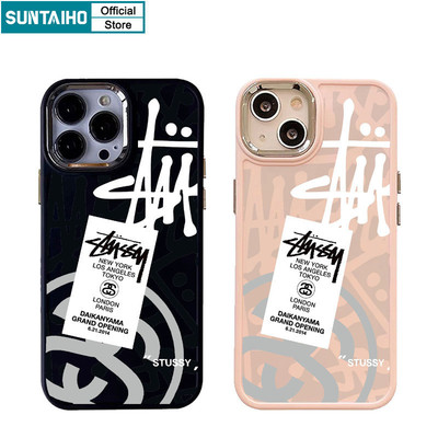 Suntaiho Ốp lưng Iphone Thời Trang Đơn Giản Độc Đáo Họa Tiết Logo Màu Xám Tím Ốp Điện Thoại Silicon Mềm Chống Sốc Cho Iphone 15 14 12 13 11 Pro Max IP 7 8 Plus Iphon X Xs XR Xs Max