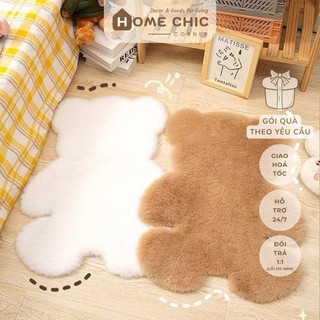 Thảm lông decor phòng khách thảm trải phòng ngủ lông mềm mịn chống trượt hình gấu | HOME CHIC CORNER
