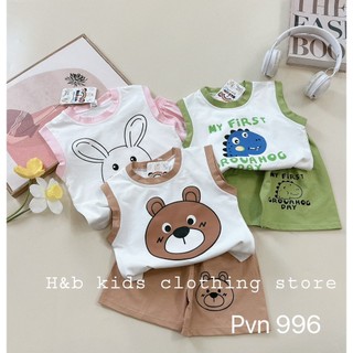 Bộ quần áo cotton ba lỗ cho bé trai/ bé gái