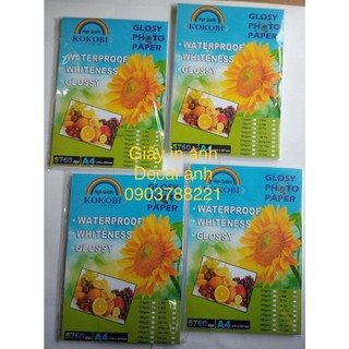 Giấy in ảnh a4 2 mặt kokobi định lượng 160-180-230-260-300 xấp/50 tờ