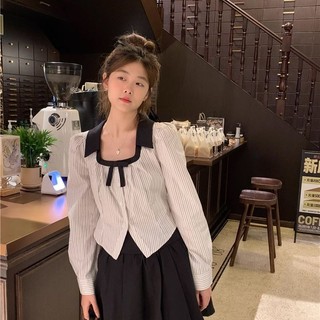 Áo sơ mi nữ dài tay sọc mùa xuân Slim Fit thanh lịch