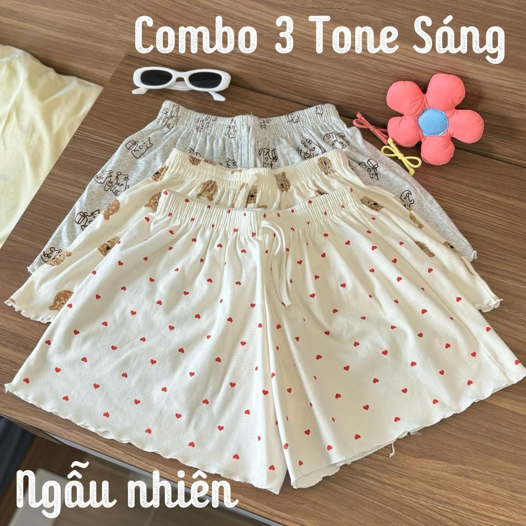 Combo 3 quần đùi cotton Ngẫu Nhiên chất mát, quần ngủ nữ chất cotton mềm mại, họa tiết dễ thương | BigBuy360 - bigbuy360.vn