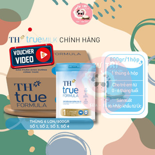 Thùng 6 lon sữa bột TH TRUE MILK FORMULA số 1,2,3,4 lon 800g Date 2025