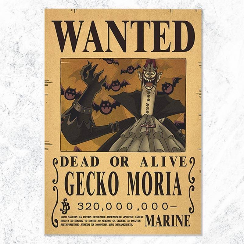 Phiên bản mới Poster One Piece GECKO MORIA One Piece Wanted Poster 28,5x42cm (Kích thước giấy A3)