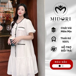 Váy bầu babydoll thiết kế phối zen xinh xắn chất vải nhẹ mát thích hợp mặc đi tiệc đi làm MIDORI