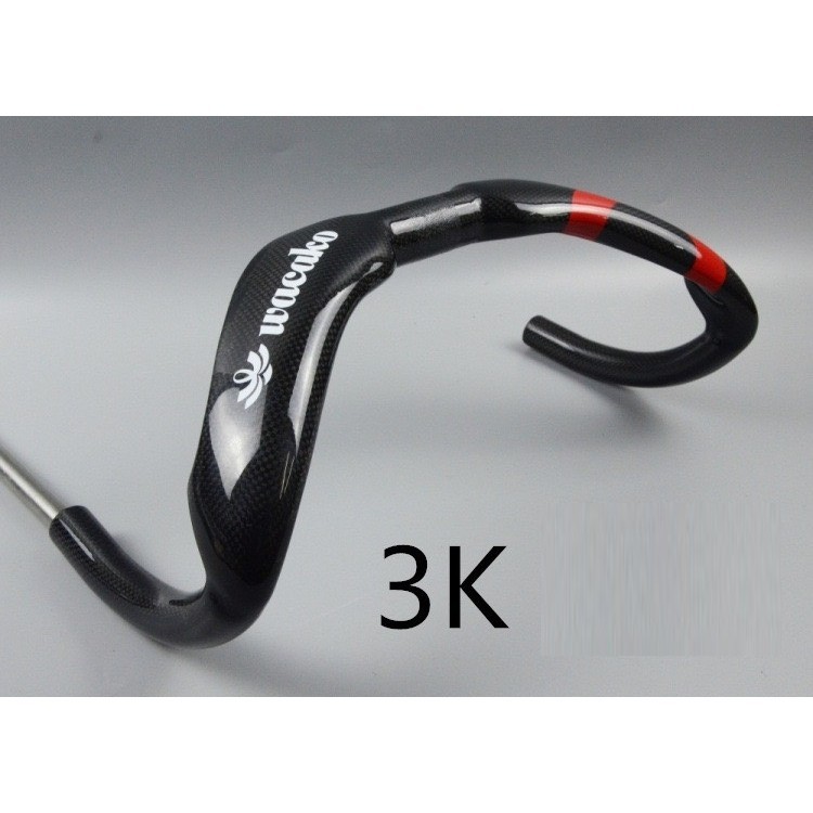 Ghi đông cong carbon Track WACAKO đen đỏ, Noname - 38.5X31.8 (Chiếc)