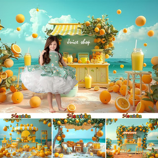 Bánh Đập Nền Cho Phòng Thu Chụp Ảnh Mùa Hè Bờ Biển Lemon Shop Nền Trang Trí Gian Hàng Trẻ Em Cho Bé Hiển Thị Ảnh