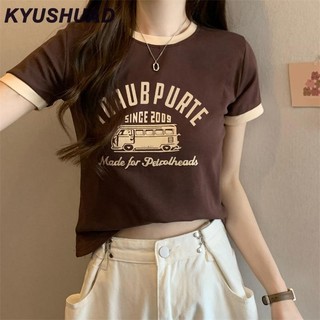 Áo thun nữ KYUSHUAD mùa hè mới cổ tròn ngắn tay áo thun nữ hợp thời trang