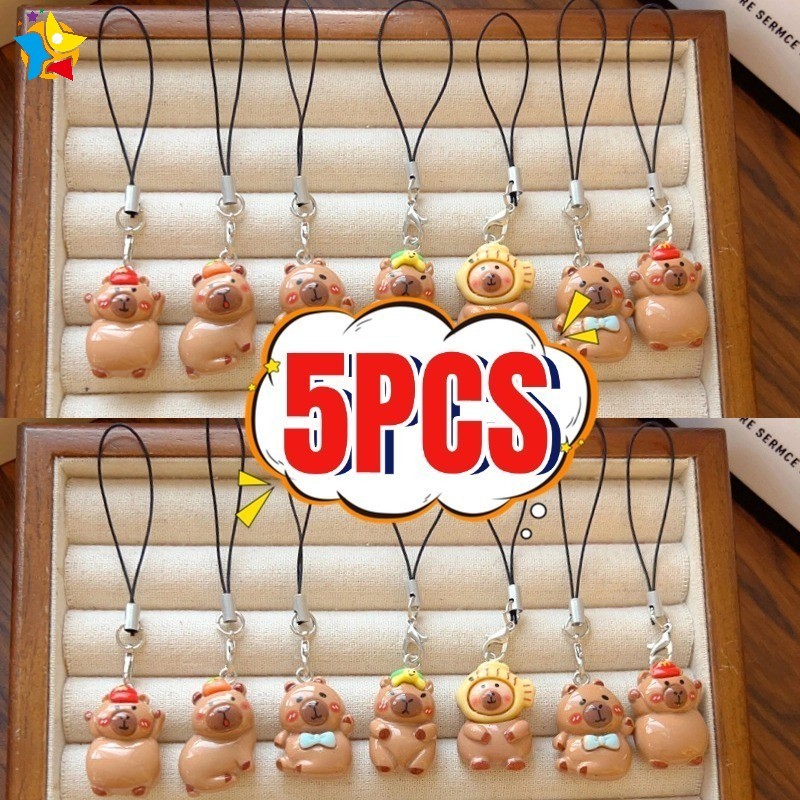 Resin Capybara Keychain Mobile Phone Chain Strap Cellphone Charm Lanyard Bag Pendant