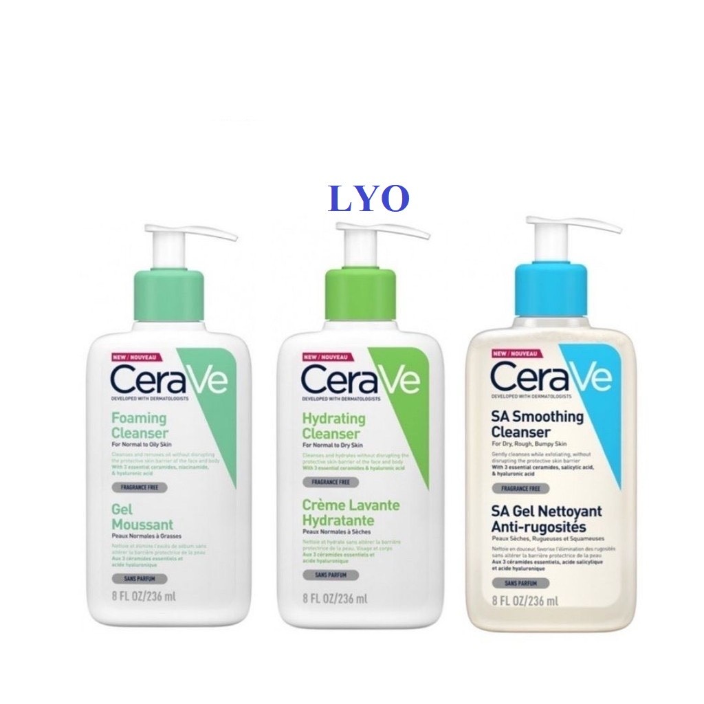Sữa Rửa Mặt CeraVe Foaming Cleanser - Hydrating Cleanser - SA Smoothing Cleanser 263ml - 473ml