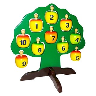 Đồ chơi cây táo học chữ và số lắp ráp bằng gỗ, đồ chơi ghép chữ số hình cây táo thông minh cho bé