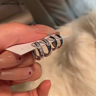 Warmwing 4Pcs/set Aesthetic Zircon Crystal Hoop Earrings For Women Trendy Cool Exquisite Earrings Daily Wear Jewelry Accessories Gifts VN