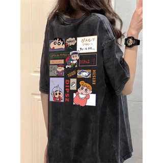Áo Thun 100% Cotton Tay Ngắn Dáng Rộng In Họa Tiết Hoạt Hình Phong Cách Hàn Quốc Thời Trang Mùa Hè 2024
