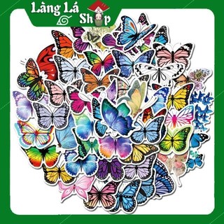 Miếng dán Sticker Bươm Bướm đủ màu sắc cực kì dễ thương trọn bộ 50 hình - In rõ ràng sắc nét khó tróc