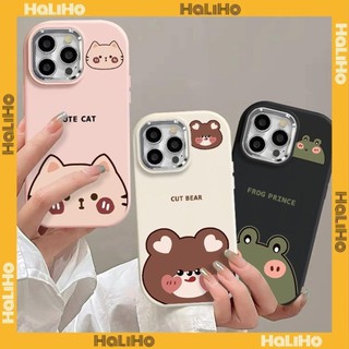 Haliho -  Ốp lưng Dành Cho iPhone 15 Pro Max iPhone 11 Ốp Lưng Mạ Điện Sang Trọng Silicon Mềm Túi Khí Chống Sốc Phim hoạt hình chú mèo con gấu dễ thương Tương Thích Với iPhone 14 13 12 11 XS XR 7Plus 8Plus