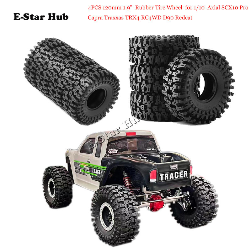 1 / 10 RC Xe Bánh Xích Lốp Cao Su Mềm Lốp Bánh Lốp 120mm 1.9 "Cho Trục SCX10 Pro Capra Traxxas TRX4 