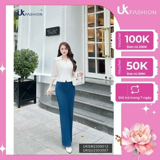 Áo Sơ Mi Là Cổ V Phối Tơ UK Fashion Chất Liệu Cao Cấp, Mềm Mại UKSM2309012
